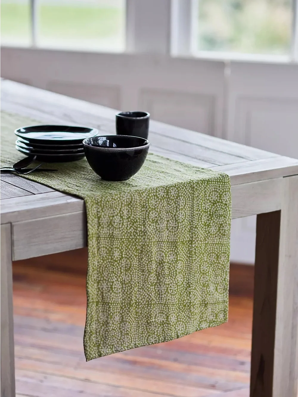 New🌟Terrain-Wisteria Dot Linen Runner-Green